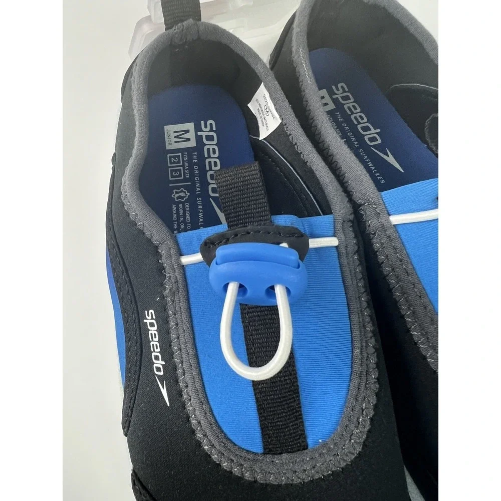 Speedo Junior Boy's Water Shoes Size Medium 2-3 Surfwalker Pro Black Blue A68